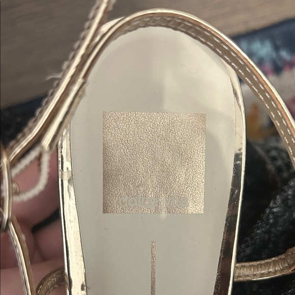 Gold Metallic Women's Slingback Heels - Picture 2 of 3